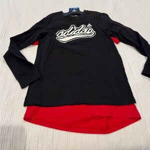 adidas Black Long Sleeve & Red Short Sleeve Shirt.
